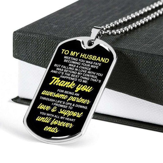 Thank You For Being My Awesome Partner Dog Tag Military Chain Necklace Gift For Him Rakva