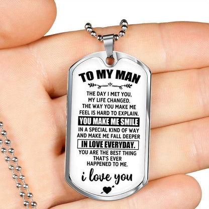 The Day I Met You Dog Tag Military Chain Necklace Present For Men Rakva