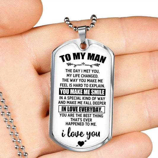 The Day I Met You Dog Tag Military Chain Necklace Present For Men Rakva