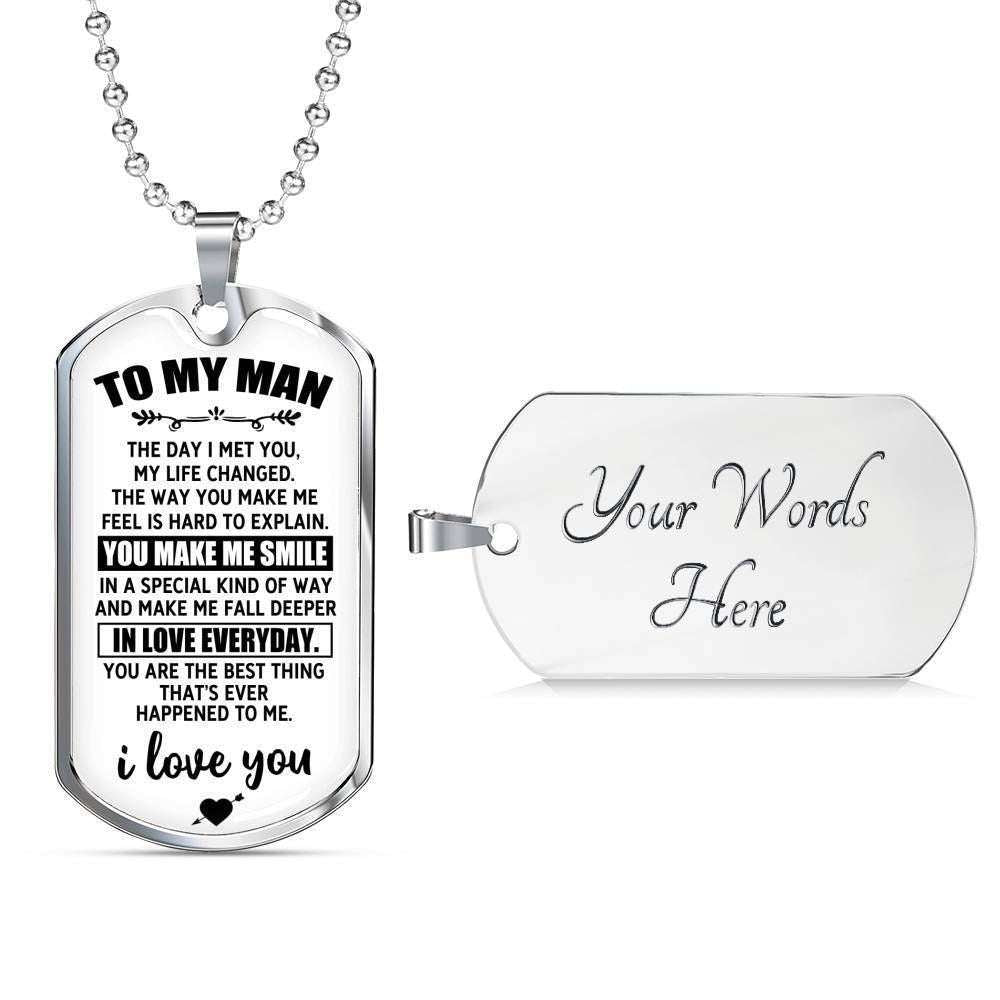 The Day I Met You Dog Tag Military Chain Necklace Present For Men Rakva