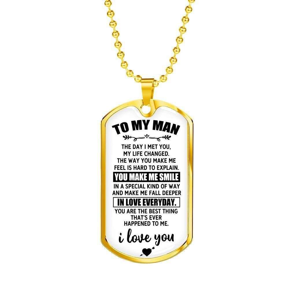 The Day I Met You Dog Tag Military Chain Necklace Present For Men Rakva