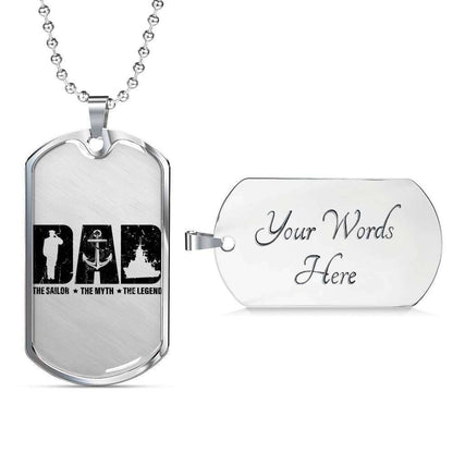 The Sailor The Myth The Legend Dog Tag Military Chain Necklace Boy Gift Rakva