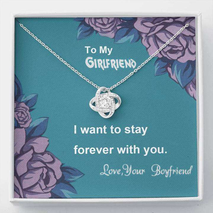 To My Girlfriend - Stay With You Forever - 92.5 Sterling Silver Love Knot Pendant Gifts For Friend Rakva