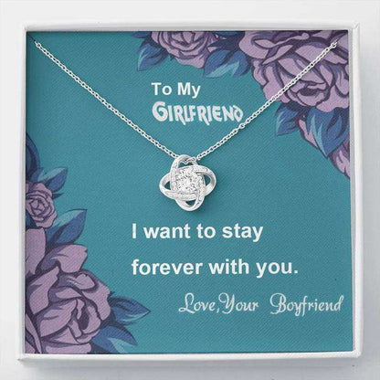 To My Girlfriend - Stay With You Forever - 92.5 Sterling Silver Love Knot Pendant Gifts For Friend Rakva