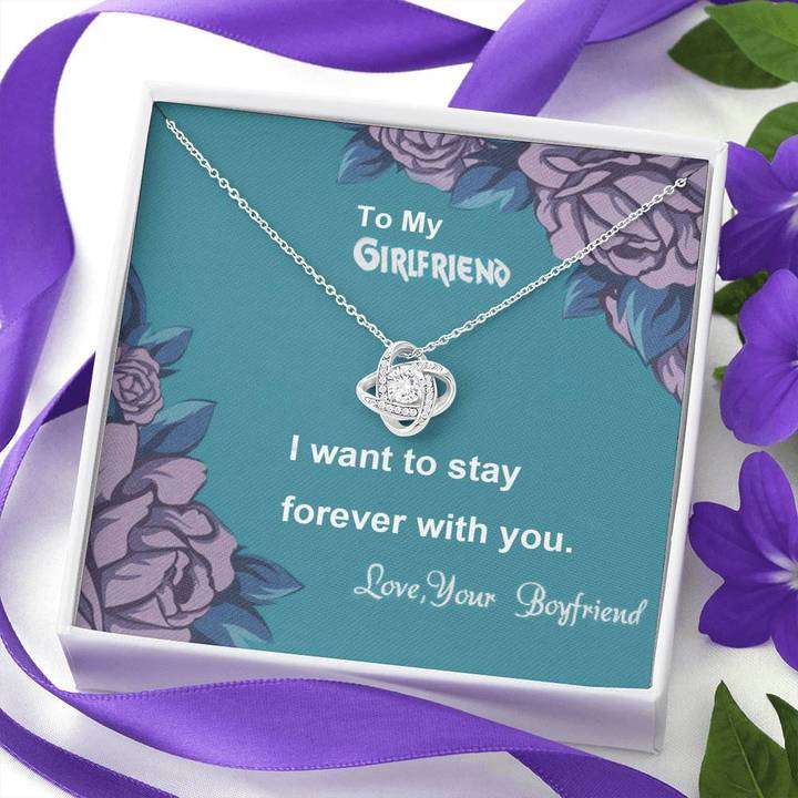 To My Girlfriend - Stay With You Forever - 92.5 Sterling Silver Love Knot Pendant Gifts For Friend Rakva
