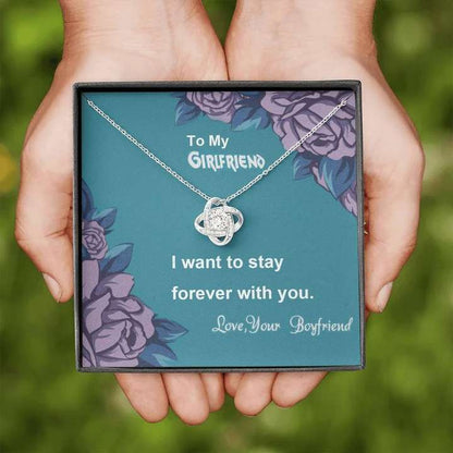 To My Girlfriend - Stay With You Forever - 92.5 Sterling Silver Love Knot Pendant Gifts For Friend Rakva
