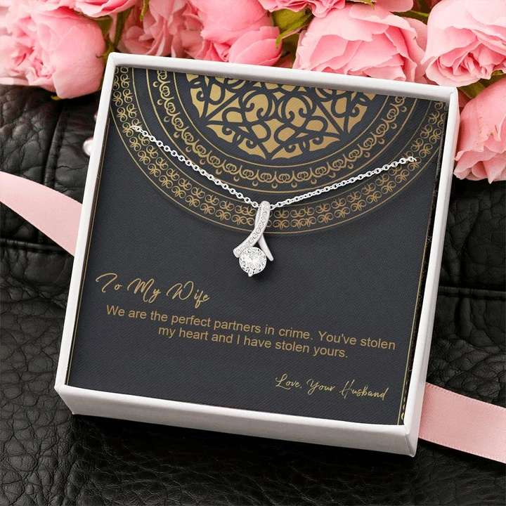 To My Wife - Partners In Crime - 925 Sterling Silver Pendant For Karwa Chauth Rakva