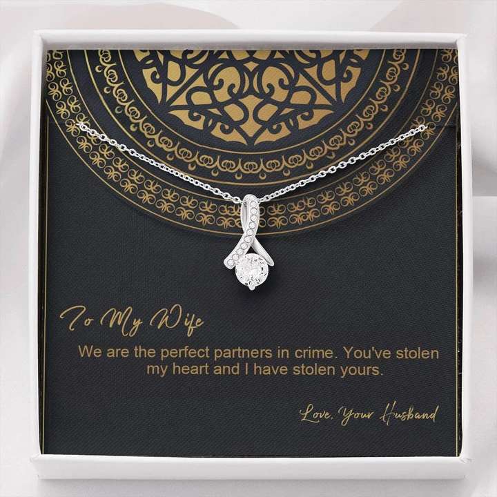 To My Wife - Partners In Crime - 925 Sterling Silver Pendant For Karwa Chauth Rakva