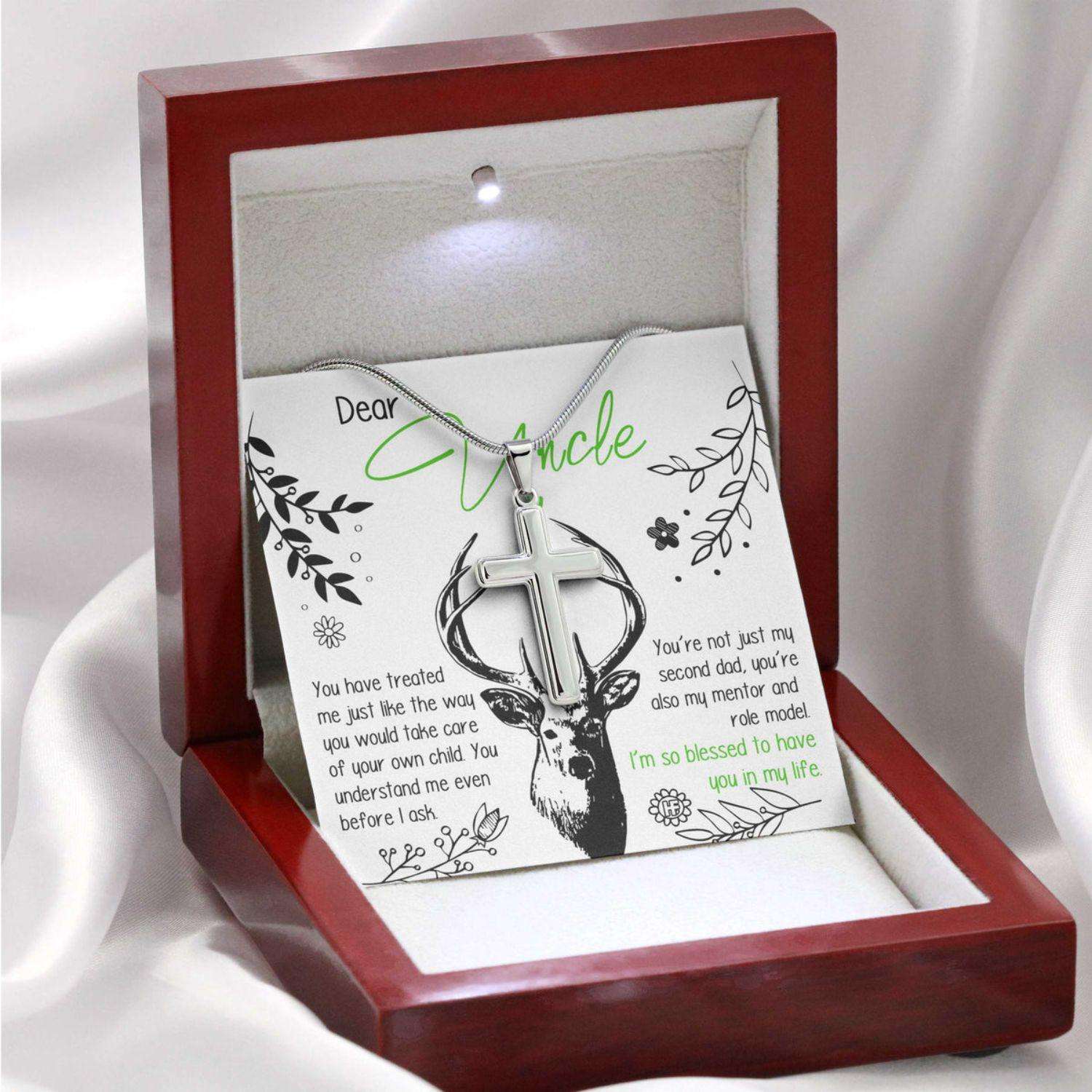 Uncle Necklace, My Second Dad My Mentor And Role Model, Simple Stag Message Card Rakva