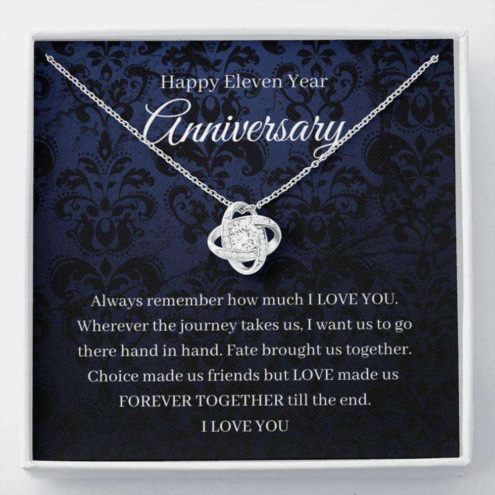 Wife Necklace, 11Th Wedding Anniversary Necklace Gift For Wife Steel Eleventh Anniversary For Karwa Chauth Rakva