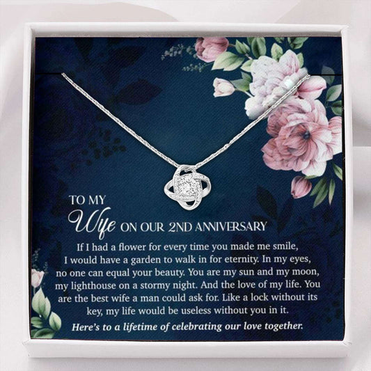 Wife Necklace, 2Nd Years Wedding Anniversary Necklace Gift For Wife, Two Year Anniversary Gifts For Karwa Chauth Rakva