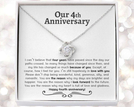 Wife Necklace, 4 Year Anniversary Necklace, Four Year Anniversary, Gift For Wife, Girlfriend, Fruit/Flower Anniversary, 4Th Wedding For Karwa Chauth Rakva