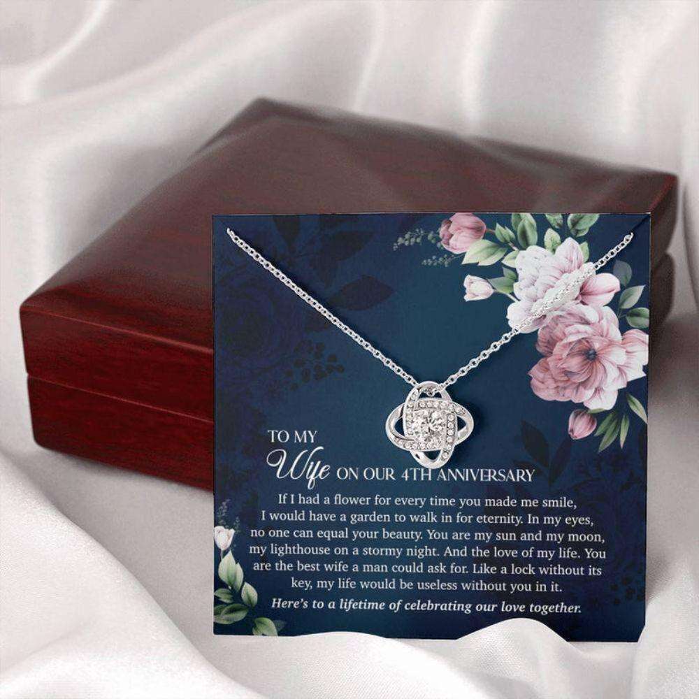 Wife Necklace, 4Th Year Anniversary Necklace Gift For Wife, 4 Years Wedding Anniversary Necklace For Karwa Chauth Rakva