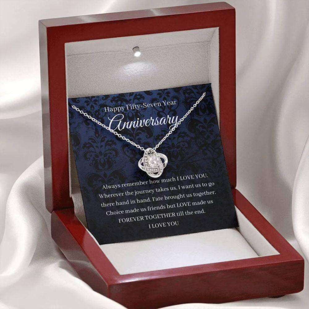 Wife Necklace, 57Th Wedding Anniversary Necklace Gift For Wife Night Anniversary Fifty Seventh For Karwa Chauth Rakva