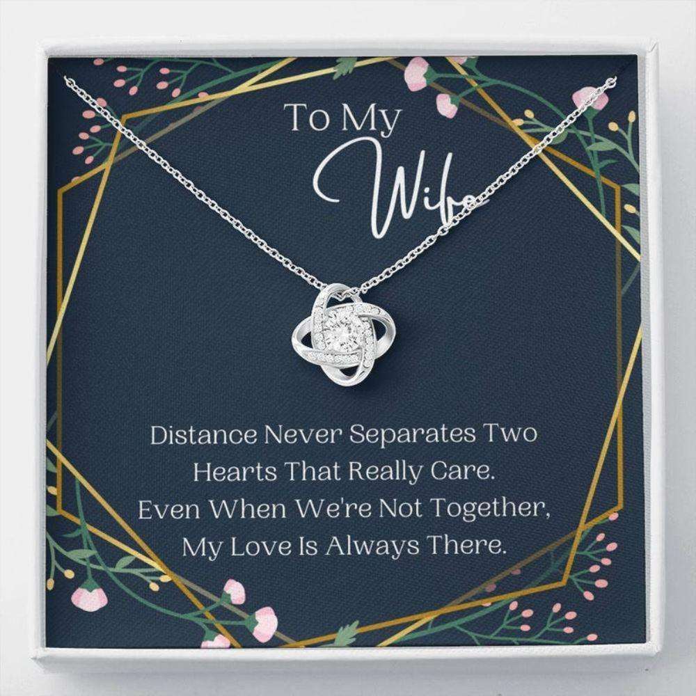 Wife Necklace, Distance Never Separates, Birthday Gift For Wife, Anniversary Gift, To My Wife Necklace For Karwa Chauth Rakva