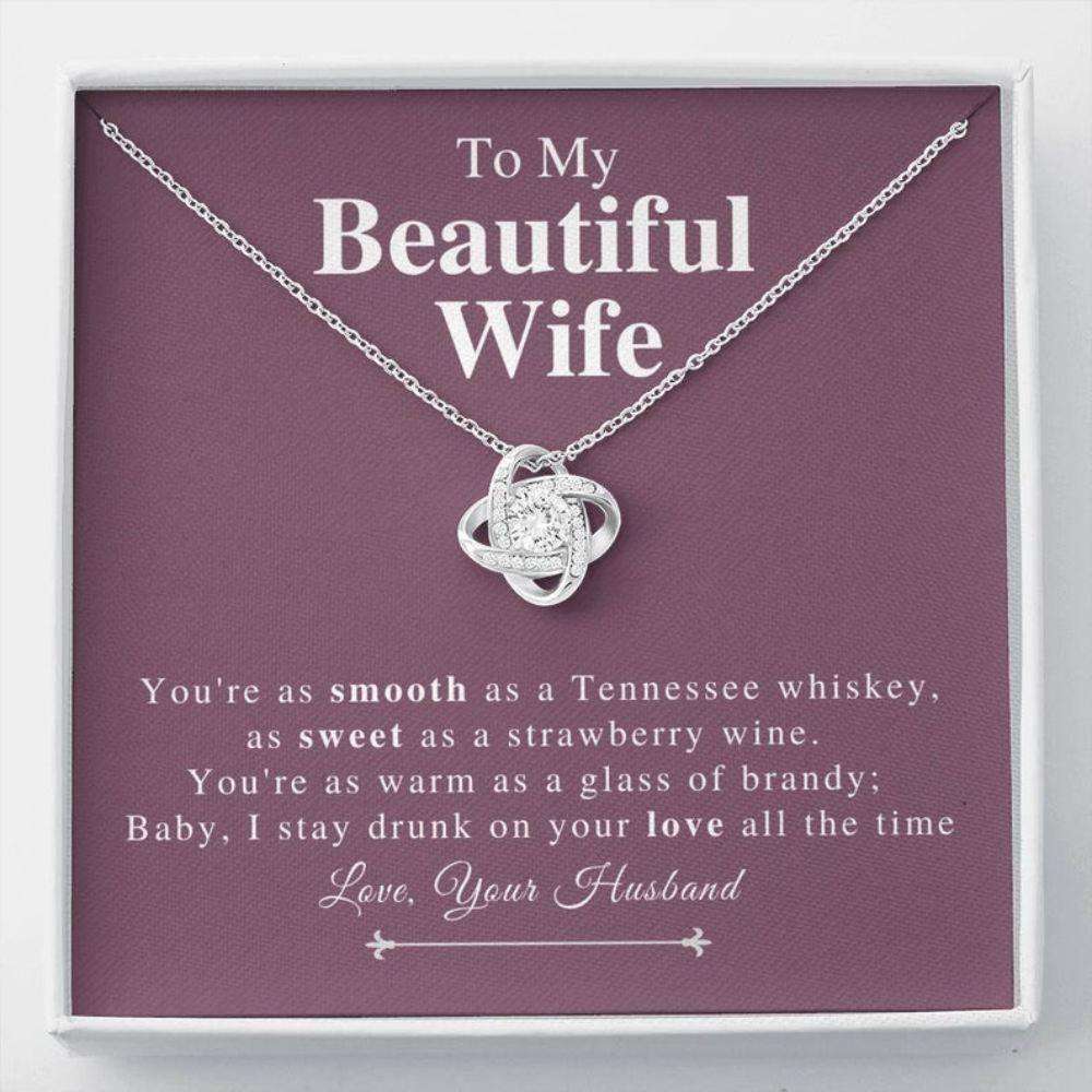 Wife Necklace, Drunk On Your Love Heart Necklace Gift For Wife, Valentines Day Gift For Karwa Chauth Rakva