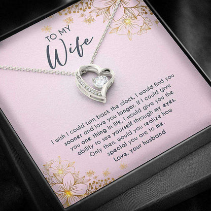 Wife Necklace Gift For Her, Turn Back Clock Find Sooner Love Longer Special Necklace For Karwa Chauth Rakva