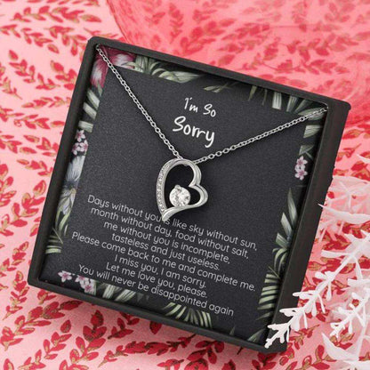 Wife Necklace, Girlfriend Necklace, I’M Sorry, Let Me Love You, Apology Gift, Cz Heart Necklace For Karwa Chauth Rakva