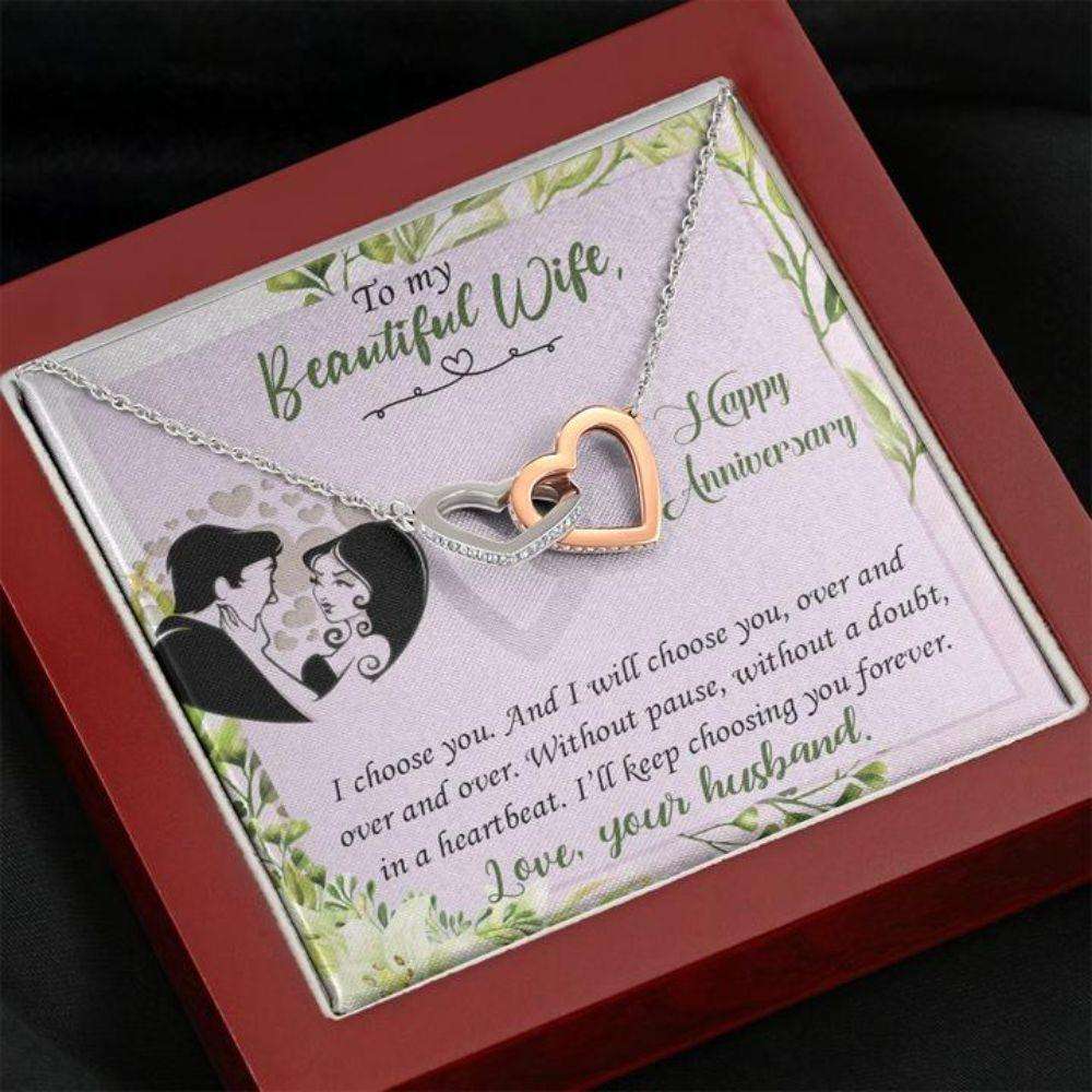 Wife Necklace, Happy Anniversary Necklace Gift “ To Wife Purple And Green For Karwa Chauth Rakva