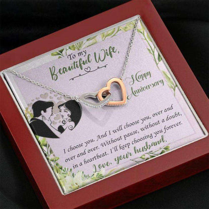 Wife Necklace, Happy Anniversary Necklace Gift “ To Wife Purple And Green For Karwa Chauth Rakva