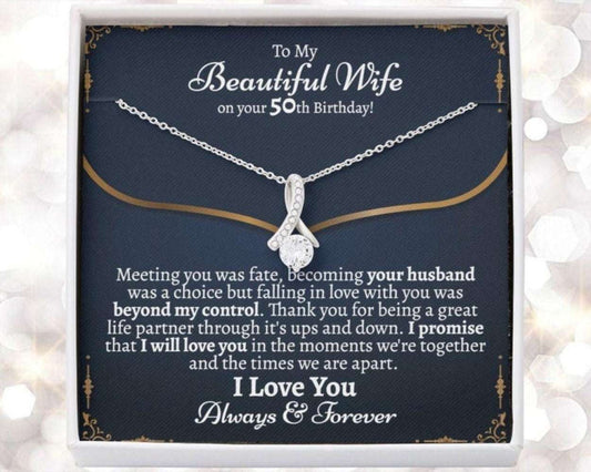 Wife Necklace, Meaningful Wife 50Th Birthday Necklace Gift, Birthday Necklace Gift For Wife Turning 50, Gift For Wife 50Th Birthday For Karwa Chauth Rakva