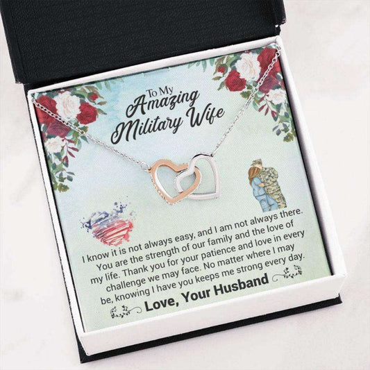 Wife Necklace, Military Wife Necklace “ Long Distance Wife Gift “ Wife Necklace Card “ Army Wife Necklace “ Best Navy Wife For Karwa Chauth Rakva