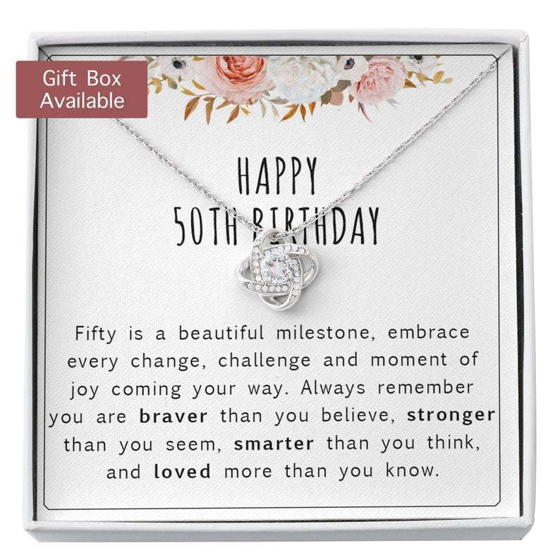 Wife Necklace, Mom Necklace, 50Th Birthday Necklace Gift For Woman, Fifty Birthday Necklace Gifts, Fifty Birthday Necklace For Karwa Chauth Rakva