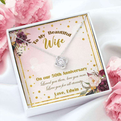 Wife Necklace, Personalized 50Th Wedding Anniversary Necklace Gift, 50Th Golden Anniversary Gift, Custom Name For Karwa Chauth Rakva