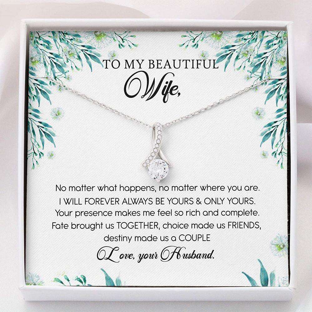 Wife Necklace, To My Beautiful Wife Necklace “ Gift For Wife For Her “ Necklace With Gift Box For Karwa Chauth Rakva