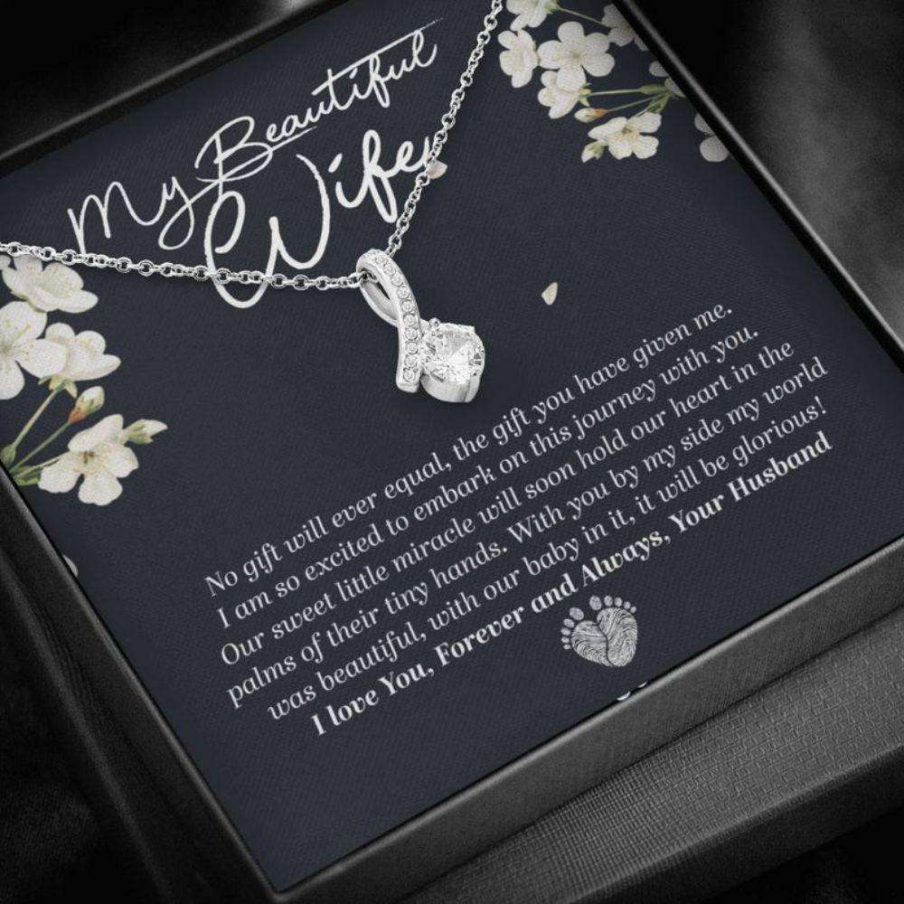 Wife Necklace, To My Beautiful Wife On Your Pregnancy Necklace “ Pregnancy Gift For Best Friend, First Time Mom For Karwa Chauth Rakva