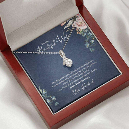 Wife Necklace, To My Beautiful Wife You Complete Me Necklace, Wife Anniversary Gift, Eternal Love For Karwa Chauth Rakva