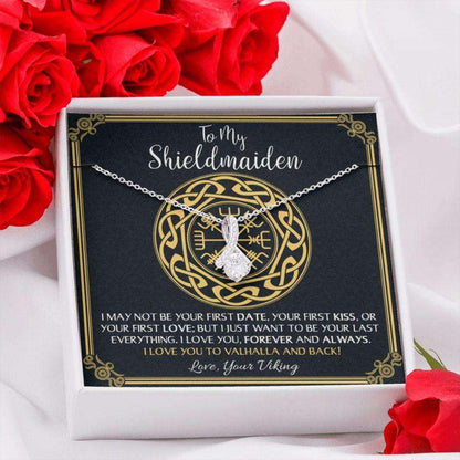 Wife Necklace, To My Shieldmaiden Love You To Valhalla And Back Necklace, Wife Girlfriend Viking Gift For Karwa Chauth Rakva
