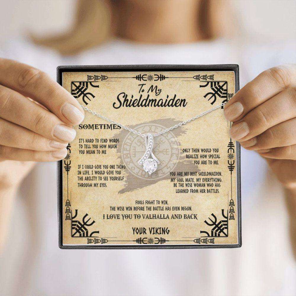 Wife Necklace, To My Shieldmaiden Necklace Love Your Viking, Gift For Wife Shieldmaiden, Viking Style For Karwa Chauth Rakva