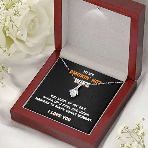 Wife Necklace, To My Smokin’ Hot Wife “ You Light Up My Day “ Alluring Beauty Necklace For Karwa Chauth Rakva