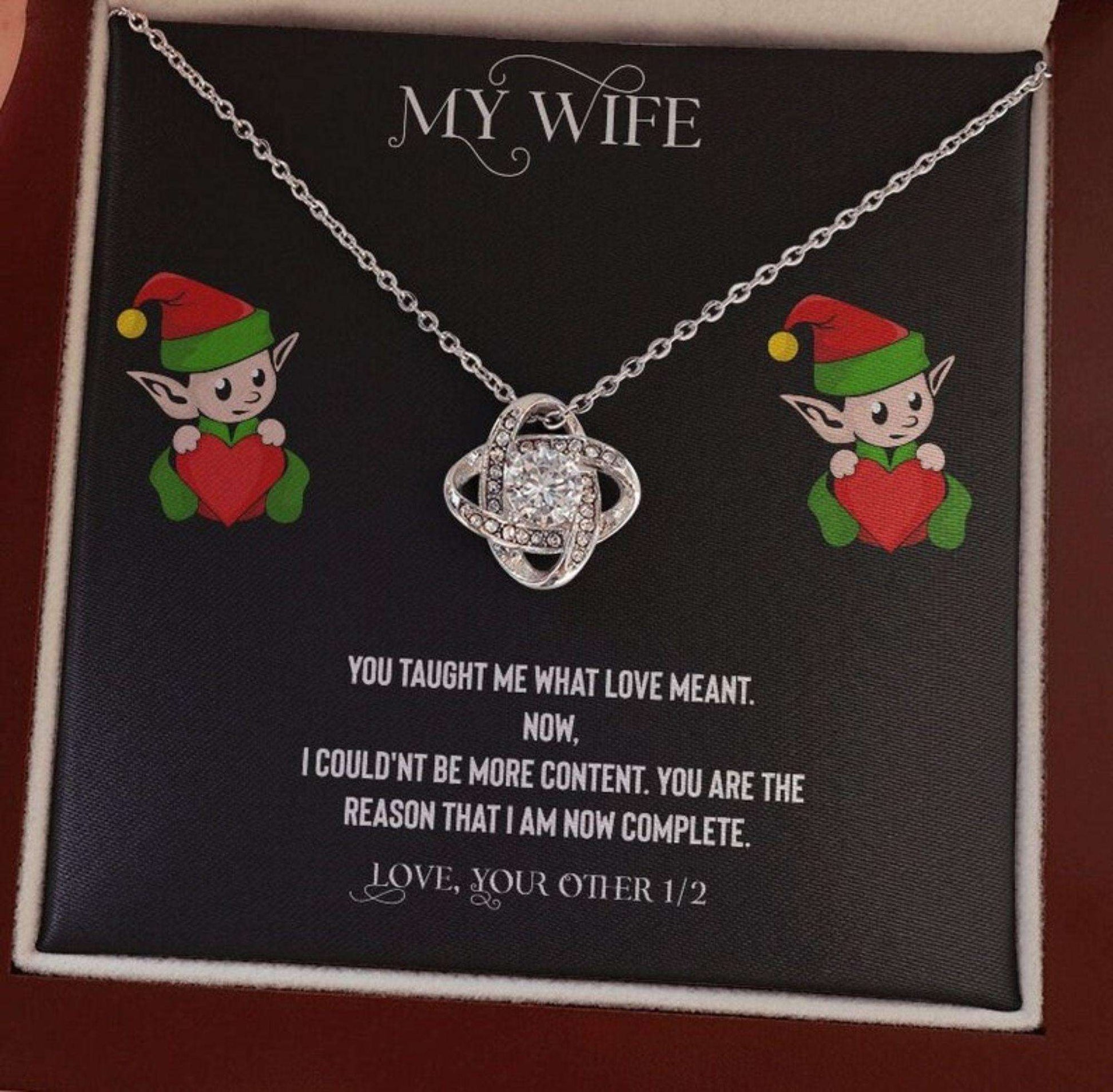 Wife Necklace, To My Wife Happy Valentines Day Necklace Gorgeous Love Knot, Necklace For Wifey, B-Day, Or Anniversary For Karwa Chauth Rakva