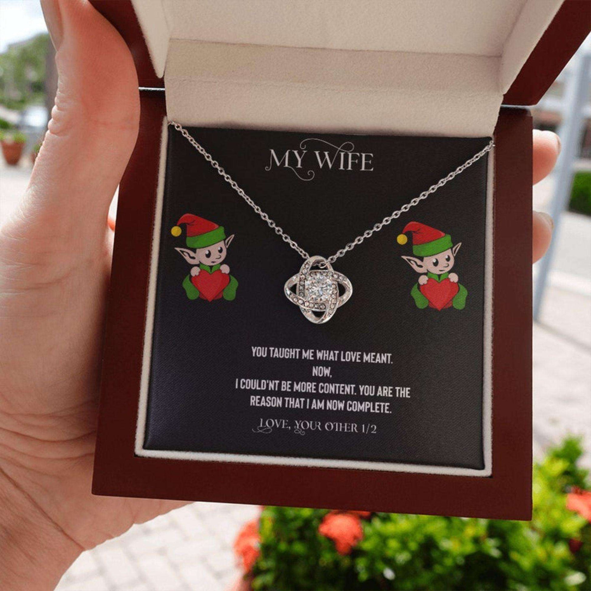Wife Necklace, To My Wife Happy Valentines Day Necklace Gorgeous Love Knot, Necklace For Wifey, B-Day, Or Anniversary For Karwa Chauth Rakva