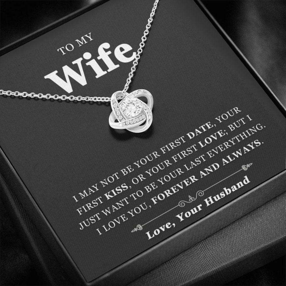 Wife Necklace, To My Wife Necklace, Gift For Wife From Husband, Love Knot Necklace For Karwa Chauth Rakva