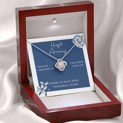 Wife Necklace, To My Wife Necklace Gift “ Happy 1St Anniversary Cheers Love Knot Necklace For Karwa Chauth Rakva