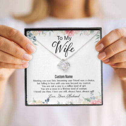 Wife Necklace, To My Wife Necklace, Husband To Wife Necklace, Gift For Wife With Message Card Gift Box, Love Knot For Karwa Chauth Rakva