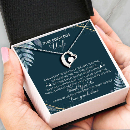 Wife Necklace, Wife Gifts “ Forever Love Necklace “ To My Gorgeous Wife “ Jewelry For Her “ Gift For Anniversary Birthday For Karwa Chauth Rakva