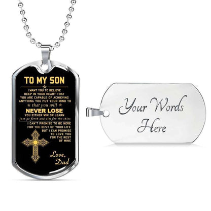 You Will Never Lose Dad Giving Son Dog Tag Military Chain Necklace Rakva