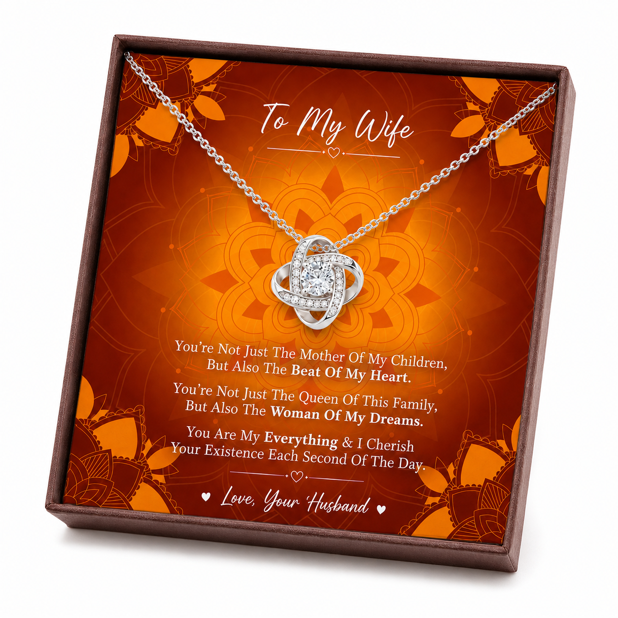 Rakva 925 Sterling Silver Wife Necklace, To My Wife Love Knot Pendant, Romantic Gift for Wife