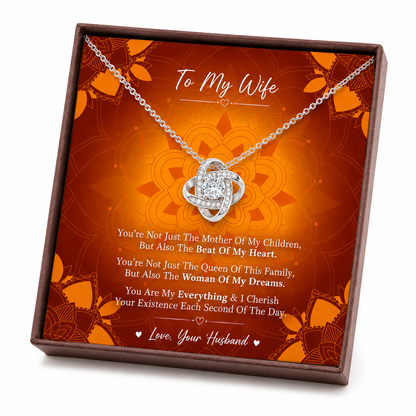 Rakva 925 Sterling Silver Wife Necklace, To My Wife Love Knot Pendant, Romantic Gift for Wife