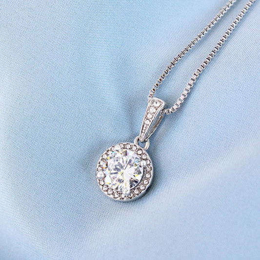 Luminous Beauty: Solitaire Single Stone Pure Silver Necklace