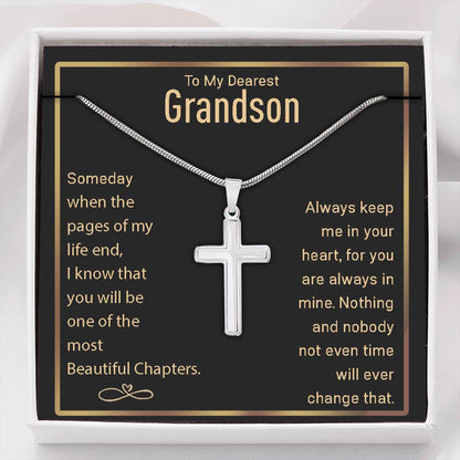 Grandson Necklace, To My Grandson Necklace, Gift For Grandson Cross Necklace