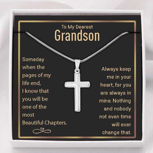 Grandson Necklace, To My Grandson Necklace, Gift For Grandson Cross Necklace Rakva