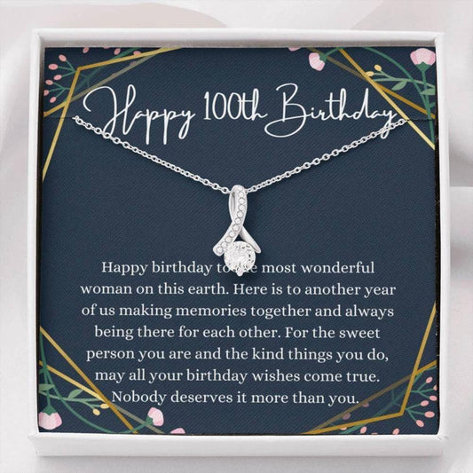 Grandmother Necklace, Mom Necklace, 100Th Birthday Necklace, 100Th Birthday Gift For Her, Hundredth Birthday Gift