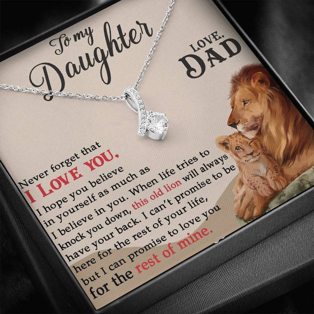 Daughter Necklace, To My Daughter Necklace Gift From Dad “ This Old Lion Will Always Have Your Back