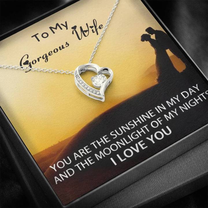 To My Gorgeous Wife - I Love You Gift From Husband - 925 Sterling Silver Heart Pendant Rakva