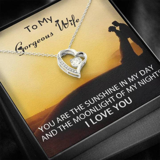 To My Gorgeous Wife - I Love You Gift From Husband - 925 Sterling Silver Heart Pendant Rakva